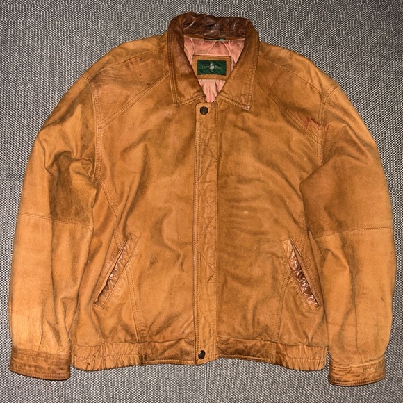 Vintage Other - 80s Hunt Club Brown Genuine leather Bomber Jacket